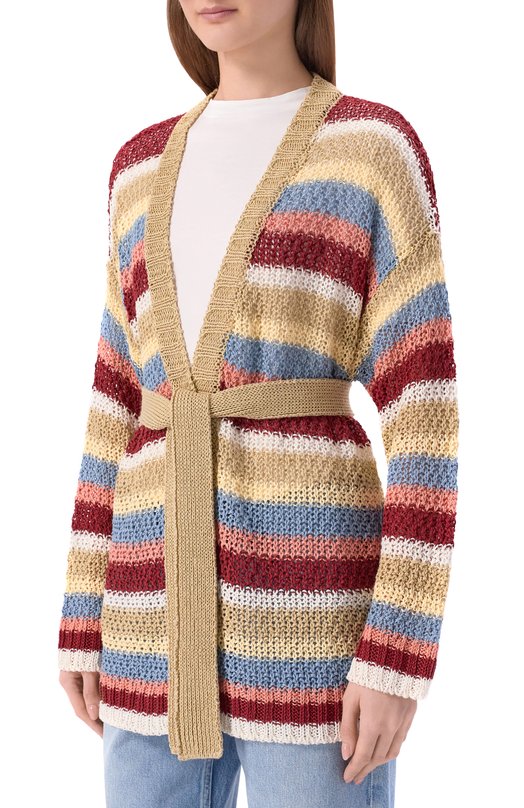 Льняной кардиган Weekend Max Mara WKDB0NIT0 Разноцветный  WKDB0NIT0 Фото 3