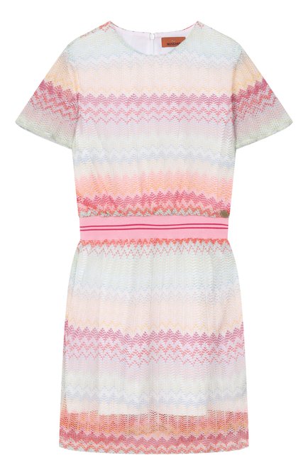 Детское платье из вискозы MISSONI разноцветного цвета, арт. MW1C01/Q0077/12-16 | Фото 1 (Рукава: Короткие; Материал внешний: Вискоза; Драгоценные камни: Проставлено; Материал сплава: Проставлено)