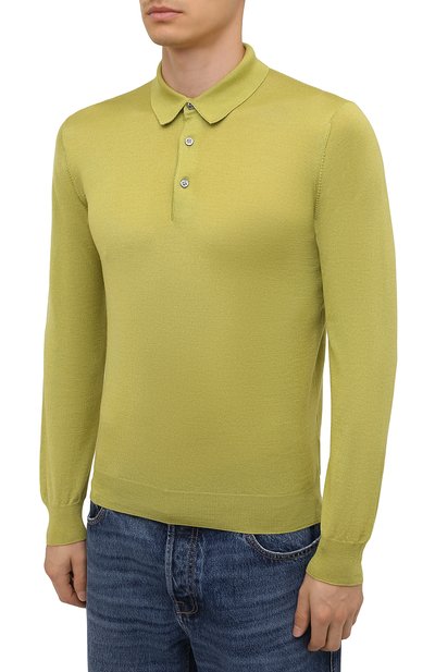 Поло из шерсти и шелка GRAN SASSO салатового цвета по цене 34200 руб., арт. 57132/13190, фото 3 Поло из шерсти и шелка GRAN SASSO, арт. 57132/13190, фото 3