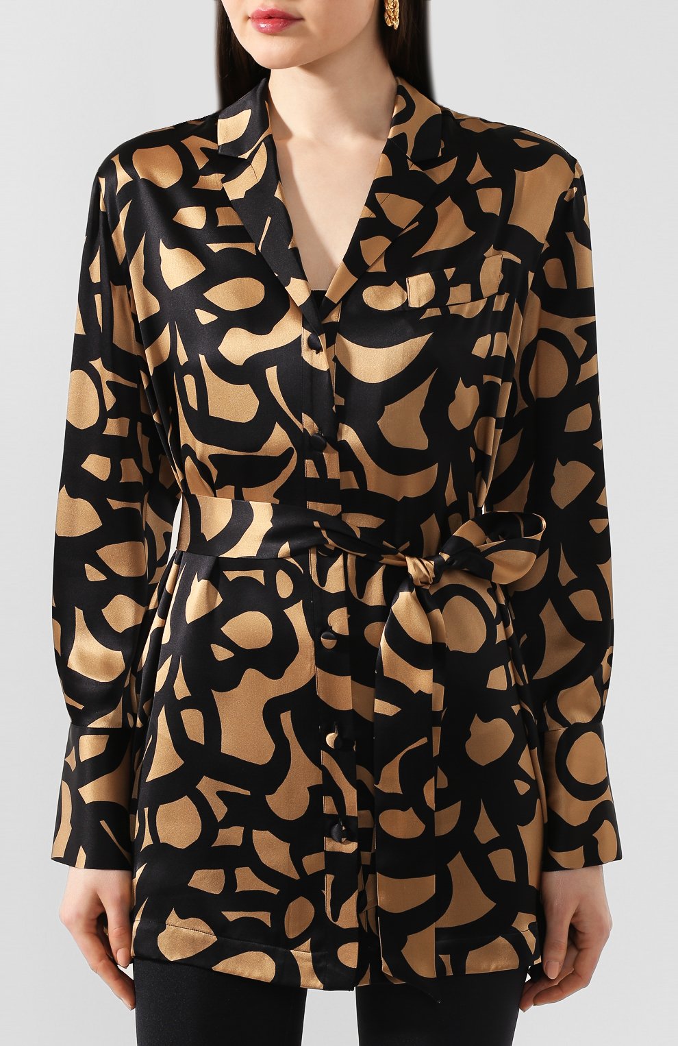 Шелковая блузка с поясом KITON, арт. D49348K09S74, фото 3