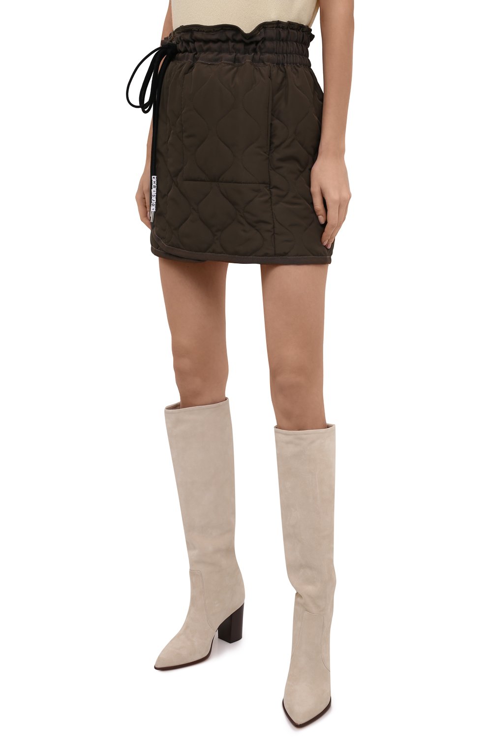 Стеганая юбка KHRISJOY хаки цвета по цене 62700 руб., арт. CFPW010/NY, фото 3 Стеганая юбка KHRISJOY, арт. CFPW010/NY, фото 3