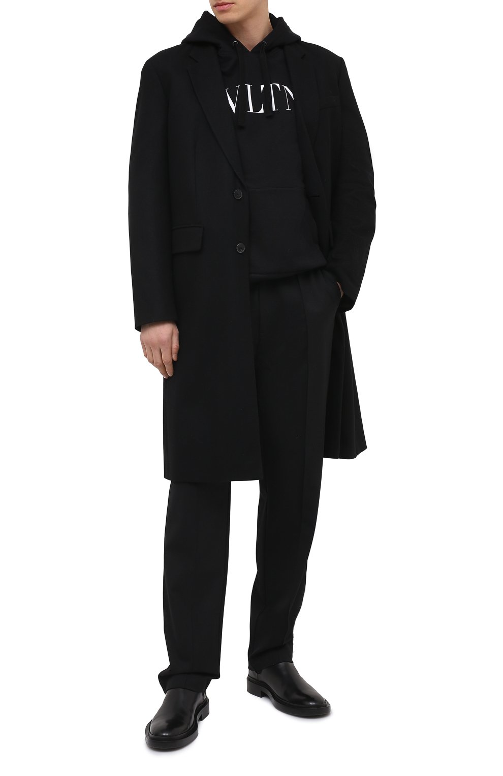 Мужской черный хлопковое худи VALENTINO купить в интернет-магазине