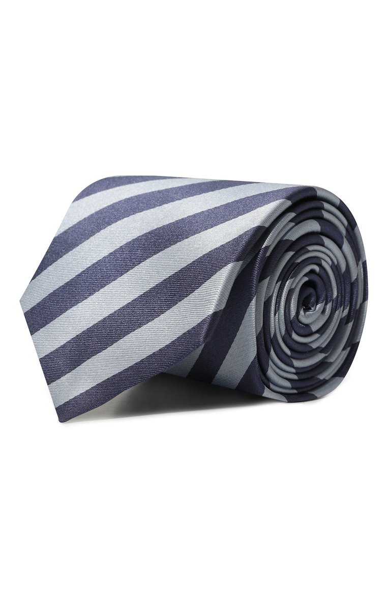 Мужской шелковый галстук SARTORIO темно-синего цвета, арт. SCRAVMRSC472402 | Фото 1 (Принт: С принтом; Материал: Текстиль, Шелк; Материал сплава: Проставлено; Нос: Не проставлено)