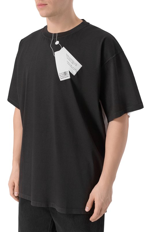 Хлопковая футболка MM6 SH2GC0029/M20048 Чёрно-белый  SH2GC0029/M20048 Фото 3