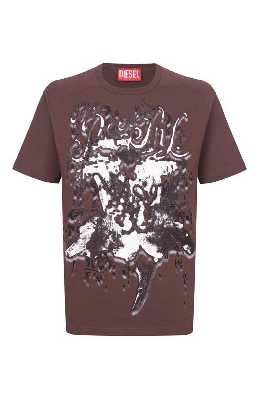 Хлопковая футболка Diesel A23744/0WEBW Коричневый A23744/0WEBW