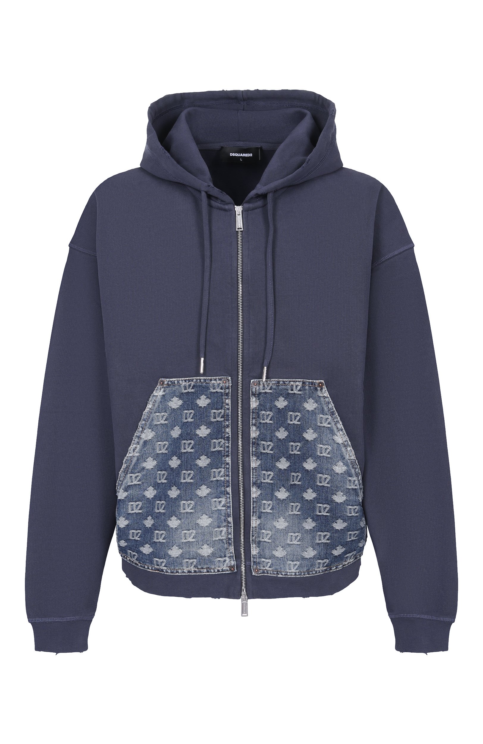 Хлопковая толстовка DSQUARED2 темно-синего цвета по цене 69950 руб., арт. S74HG0190/D25028, фото 1 Хлопковая толстовка DSQUARED2, арт. S74HG0190/D25028, фото 1