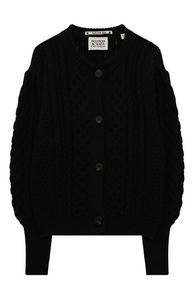 Хлопковый кардиган SCOTCH AND SODA черного цвета по цене 12350 руб., арт. 168252-22-FWGM-D60, фото 1 Хлопковый кардиган SCOTCH AND SODA, арт. 168252-22-FWGM-D60, фото 1