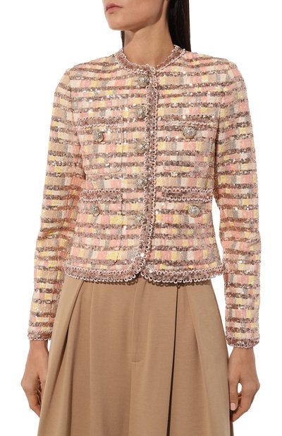 Жакет с отделкой пайетками ELIE SAAB бежевого цвета по цене 286500 руб., арт. J0019N, фото 3 Жакет с отделкой пайетками ELIE SAAB, арт. J0019N, фото 3