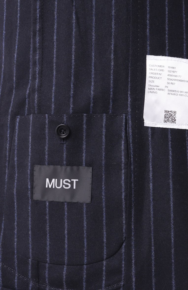 Мужской костюм из шерсти и кашемира MVST темно-синего цвета, арт. SG4200S0690510 | Фото 10 (Материал внешний: Шерсть; Рукава: Длинные; Стили: Кэжуэл; Костюмы М: Однобортный)