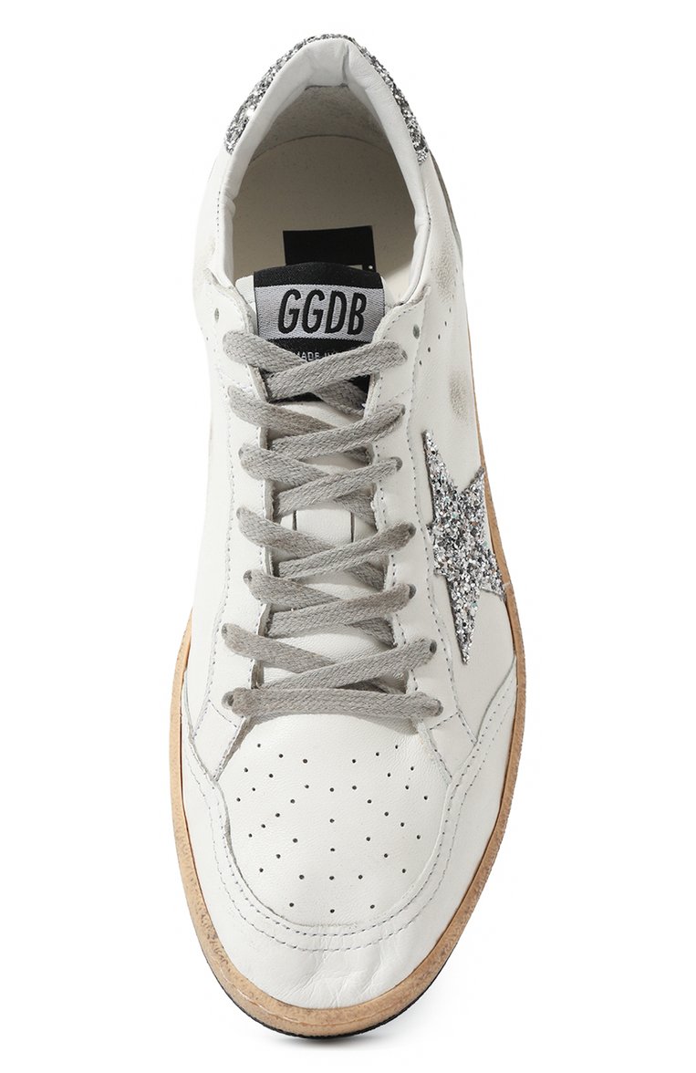 Женские кожаные кеды ball star GOLDEN GOOSE DELUXE BRAND белого цвета, арт. GWF00117.F003773 | Фото 6 (Подошва: Платформа; Материал внутренний: Натуральная кожа; Материал сплава: Проставлено; Материал утеплителя: Без утеплителя; Драгоценные камни: Проставлено; Стили: Кэжуэл)