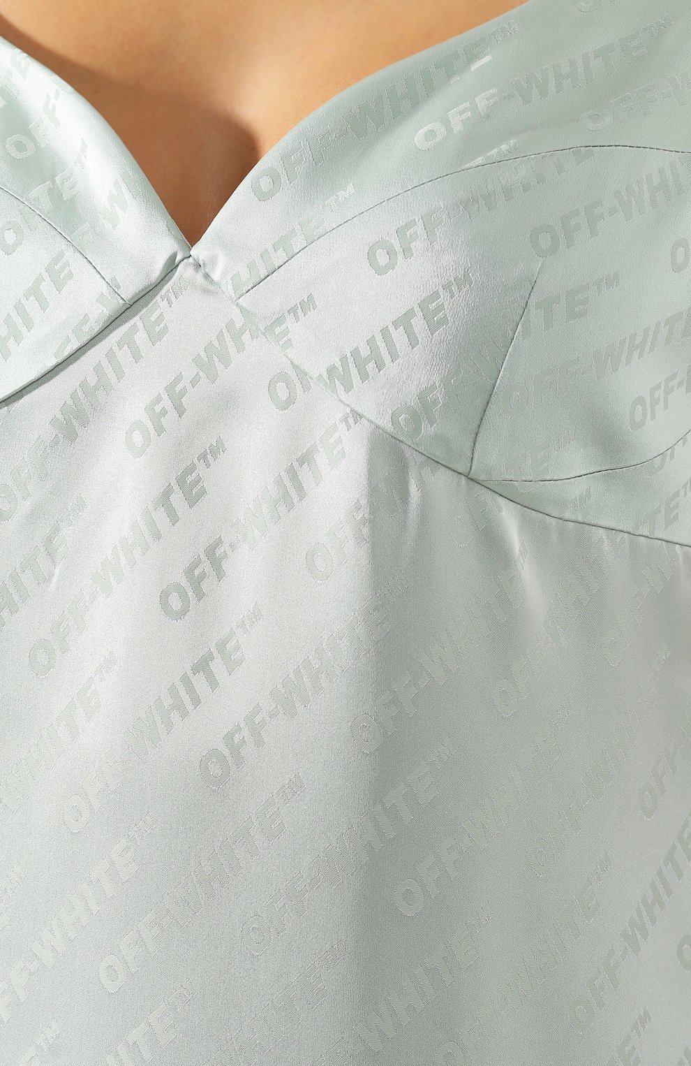 Атласное платье OFF-WHITE зеленого цвета по цене 83450 руб., арт. 0WDB120R19C860574100, фото 5 Атласное платье OFF-WHITE, арт. 0WDB120R19C860574100, фото 5