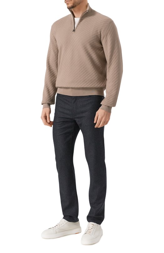 Джемпер из хлопка и шелка Brioni UMS70L/PAK22 Бежевый  UMS70L/PAK22 Фото 2