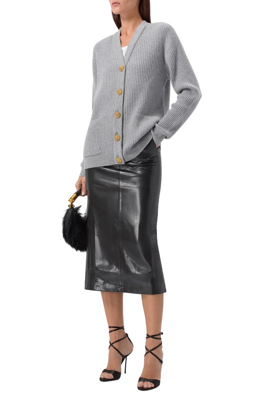 Кардиган из кашемира и шерсти Balmain FF0K0003/KJ17 Серый  FF0K0003/KJ17 Фото 2