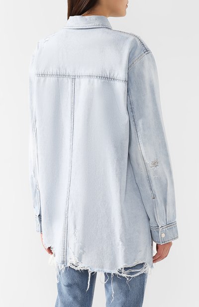Рубашка с кожаной вставкой ALEXANDER WANG голубого цвета по цене 93250 руб., арт. 1W492362L7, фото 4 Рубашка с кожаной вставкой ALEXANDER WANG, арт. 1W492362L7, фото 4