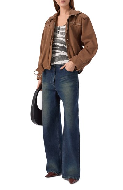 Хлопковая майка BLUMARINE черно-белого цвета по цене 42450 руб., арт. 2T123A, фото 2 Хлопковая майка BLUMARINE, арт. 2T123A, фото 2