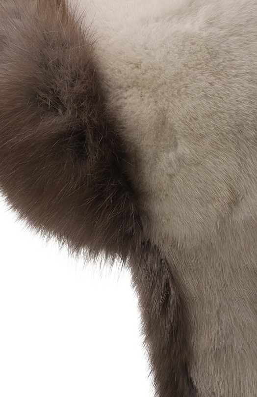 Меховая шапка-ушанка из норки и соболя VICTORIA KUSENKOVA 092003436093 Бежевый  092003436093 Фото 3
