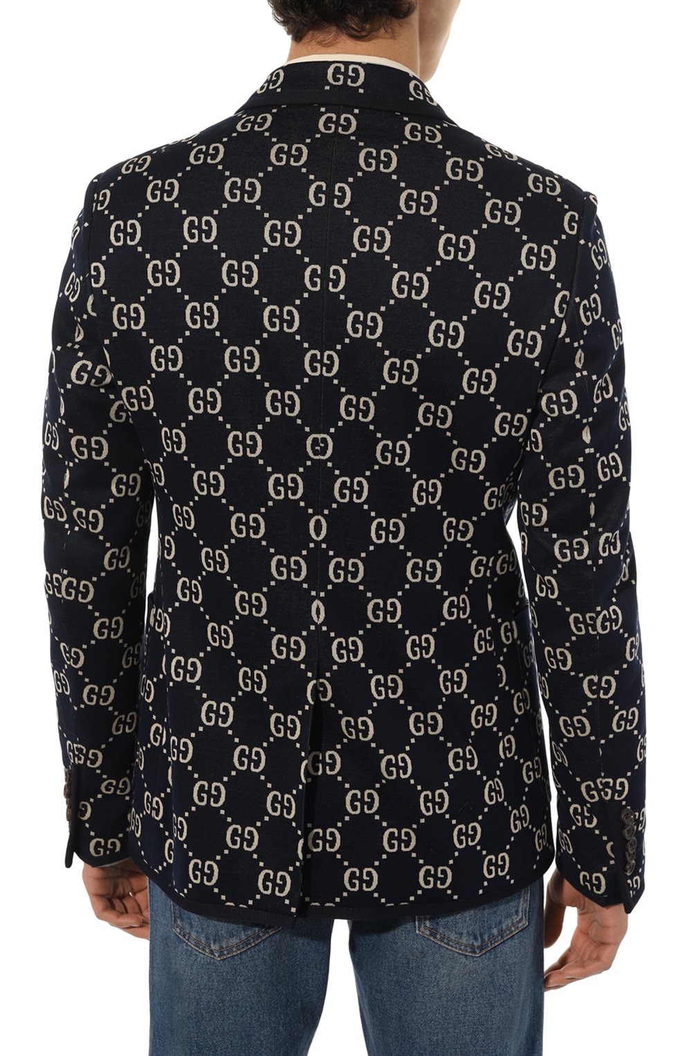 Хлопковый пиджак GUCCI темно-синего цвета по цене 266400 руб., арт. 521889 Z372F, фото 4 Хлопковый пиджак GUCCI, арт. 521889 Z372F, фото 4