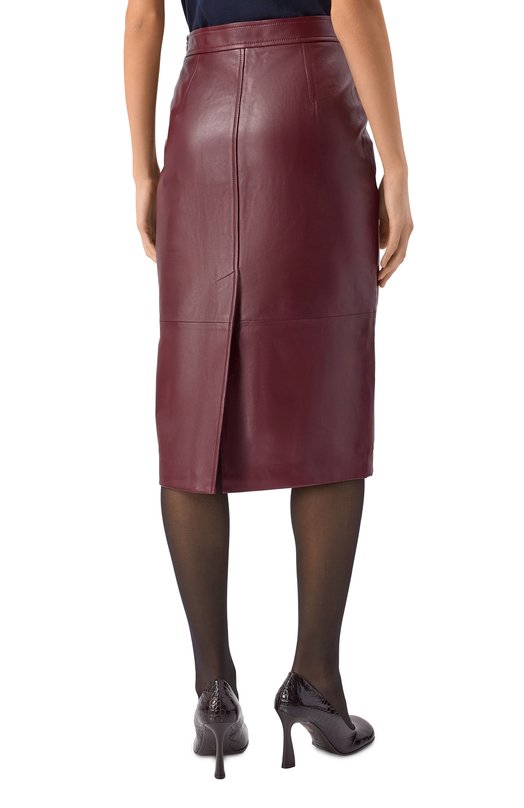 Кожаная юбка Max Mara Studio TAIGA Бордовый  TAIGA Фото 4