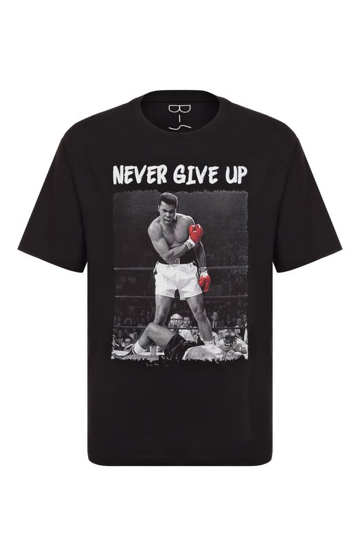 Хлопковая футболка Bisibiglio ALI NEVER GIVE UP Чёрный ALI NEVER GIVE UP