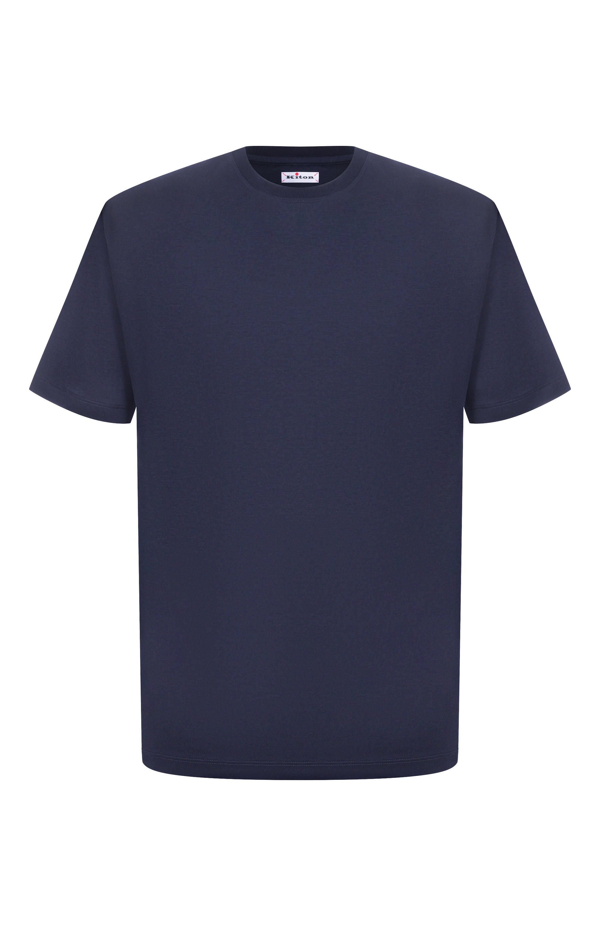 Хлопковая футболка KITON темно-синего цвета по цене 49950 руб., арт. UMC023K06R4911, фото 1 Хлопковая футболка KITON, арт. UMC023K06R4911, фото 1