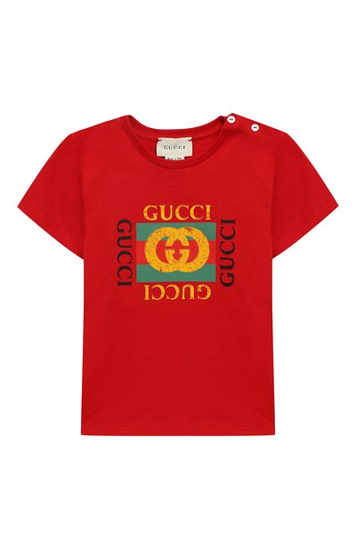 Хлопковая футболка с логотипом бренда GUCCI, арт. 497845/X3L91, фото 1
