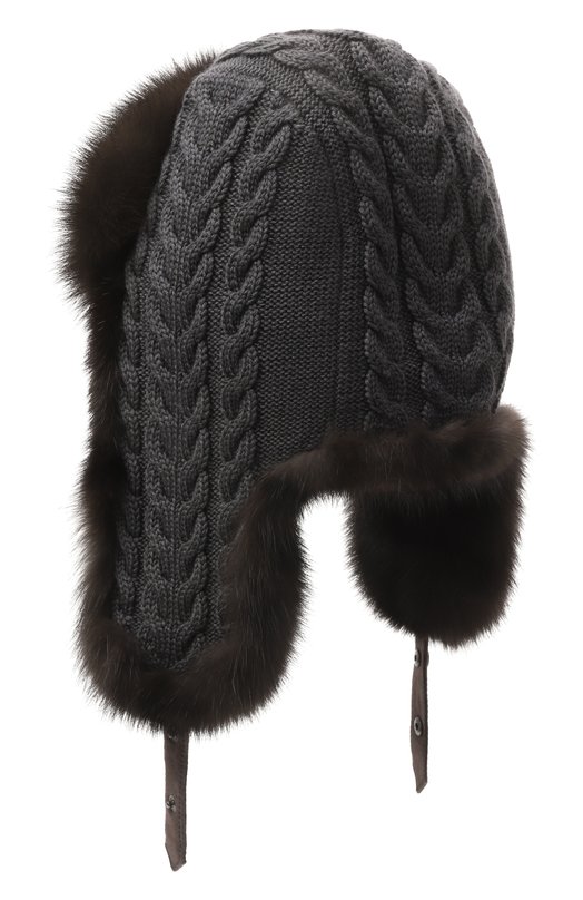 Утепленная шапка-ушанка с отделкой из соболя Black Sable BS-FHK-EB Серый  BS-FHK-EB Фото 2