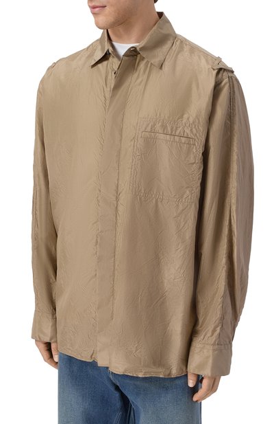 Шелковая рубашка BOTTEGA VENETA бежевого цвета по цене 323500 руб., арт. 852449/V6D80, фото 3 Шелковая рубашка BOTTEGA VENETA, арт. 852449/V6D80, фото 3