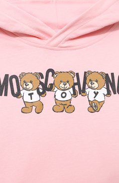 Детский хлопковое худи MOSCHINO светло-розового цвета, арт. HMF07K/LCA40/4-8 | Фото 3 (Драгоценные камни: Проставлено; Материал внешний: Хлопок; Материал сплава: Проставлено; Рукава: Длинные; Девочки Кросс-КТ: Худи-одежда; Ростовка одежда: 4 года | 104 см, 5 лет | 110 см, 8 лет | 128 см, 6 лет | 116 см)