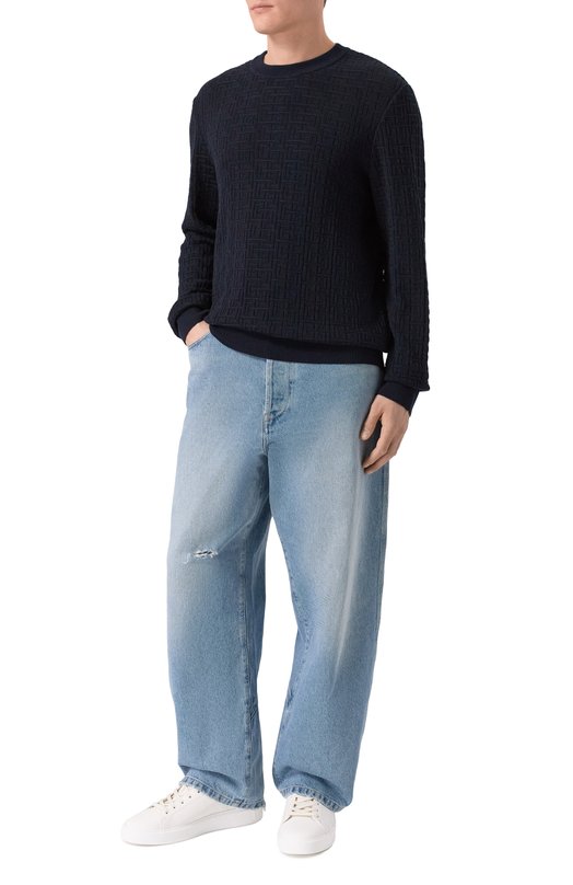 Джемпер из шерсти и льна Balmain GH1KD000/KI03 Синий  GH1KD000/KI03 Фото 2