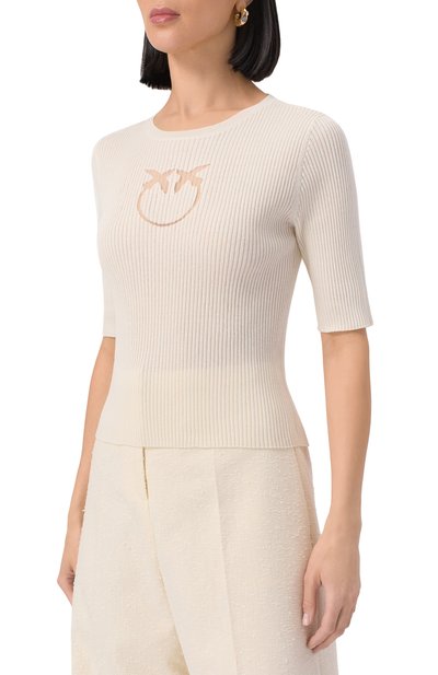 Пуловер из шелка и хлопка PINKO кремового цвета по цене 17850 руб., арт. 102017/A1KW, фото 3 Пуловер из шелка и хлопка PINKO, арт. 102017/A1KW, фото 3