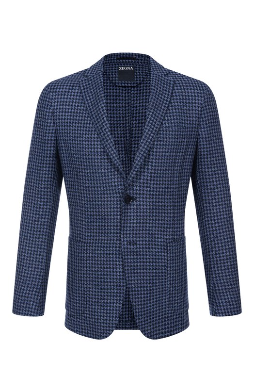 Пиджак из шелка и шерсти Zegna 1D7SG0/949703A9 Синий 1D7SG0/949703A9