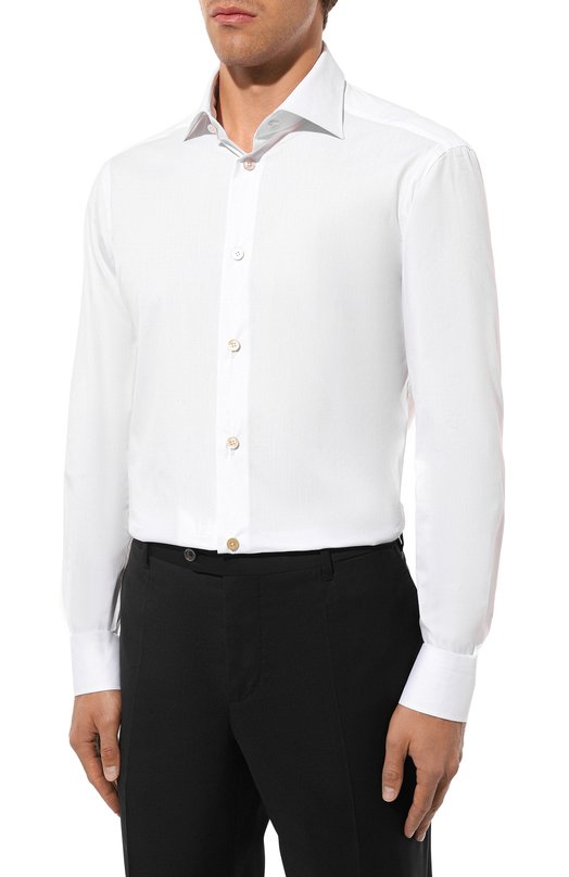 Хлопковая сорочка Kiton UCIH0909501 Белый  UCIH0909501 Фото 4