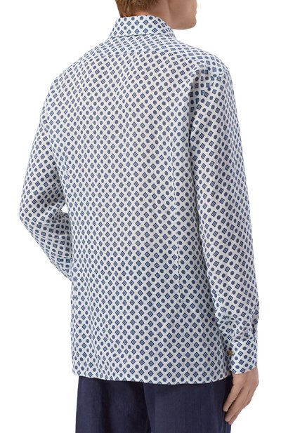 Льняная рубашка KITON темно-синего цвета по цене 136500 руб., арт. UMCNERH09719, фото 4 Льняная рубашка KITON, арт. UMCNERH09719, фото 4