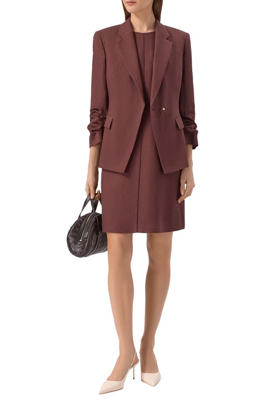 Платье изо льна и вискозы BOSS 50557447 Коричневый  50557447 Фото 2