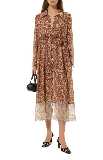 Платье из вискозы LOOM BY RODINA коричневого цвета по цене 43750 руб., арт. LBR-DRZE, фото 2 Платье из вискозы LOOM BY RODINA, арт. LBR-DRZE, фото 2