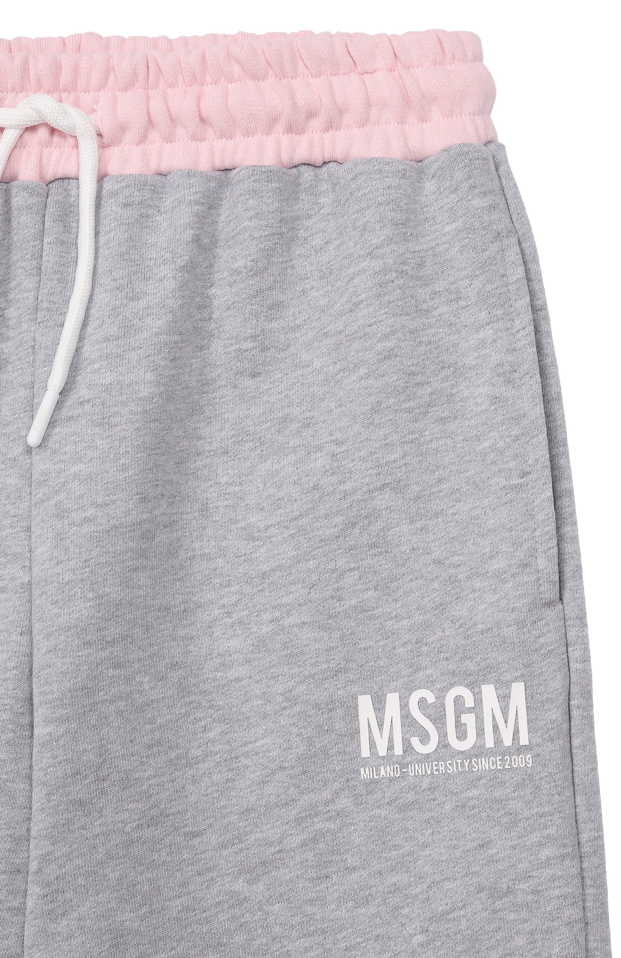 Хлопковые джоггеры MSGM KIDS серого цвета по цене 9950 руб., арт. S6MSJUFP061, фото 3 Хлопковые джоггеры MSGM KIDS, арт. S6MSJUFP061, фото 3