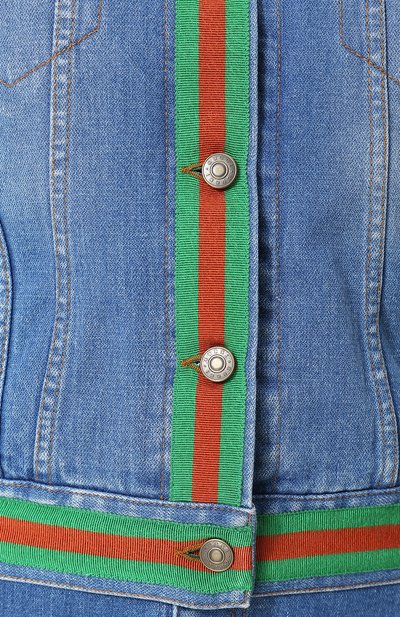 Джинсовая куртка с меховым воротником и контрастной отделкой GUCCI голубого цвета по цене 198000 руб., арт. 527346/XRB38, фото 5 Джинсовая куртка с меховым воротником и контрастной отделкой GUCCI, арт. 527346/XRB38, фото 5