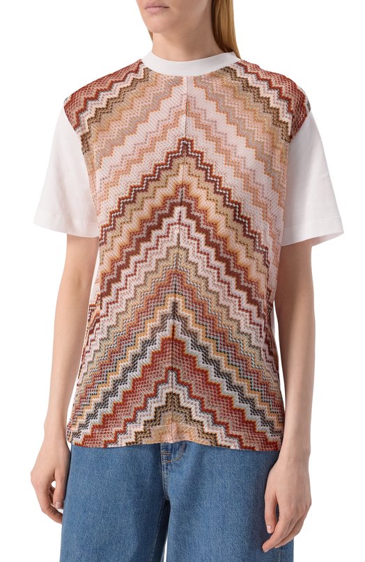 Хлопковая футболка Missoni DS25SL02/BJ00N6 Бежевый  DS25SL02/BJ00N6 Фото 3