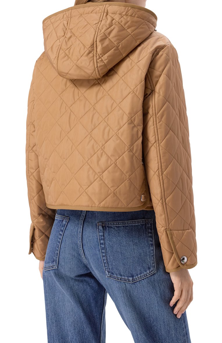 Женская куртка BURBERRY бежевого цвета, арт. 8070969 | Фото 4 (Длина (верхняя одежда): Короткие; Материал подклада: Синтетический материал; Рукава: Длинные; Материал сплава: Проставлено; Драгоценные камни: Проставлено; Кросс-КТ: Куртка, Легкие; Стили: Кэжуэл; Материал внешний: Синтетический материал)