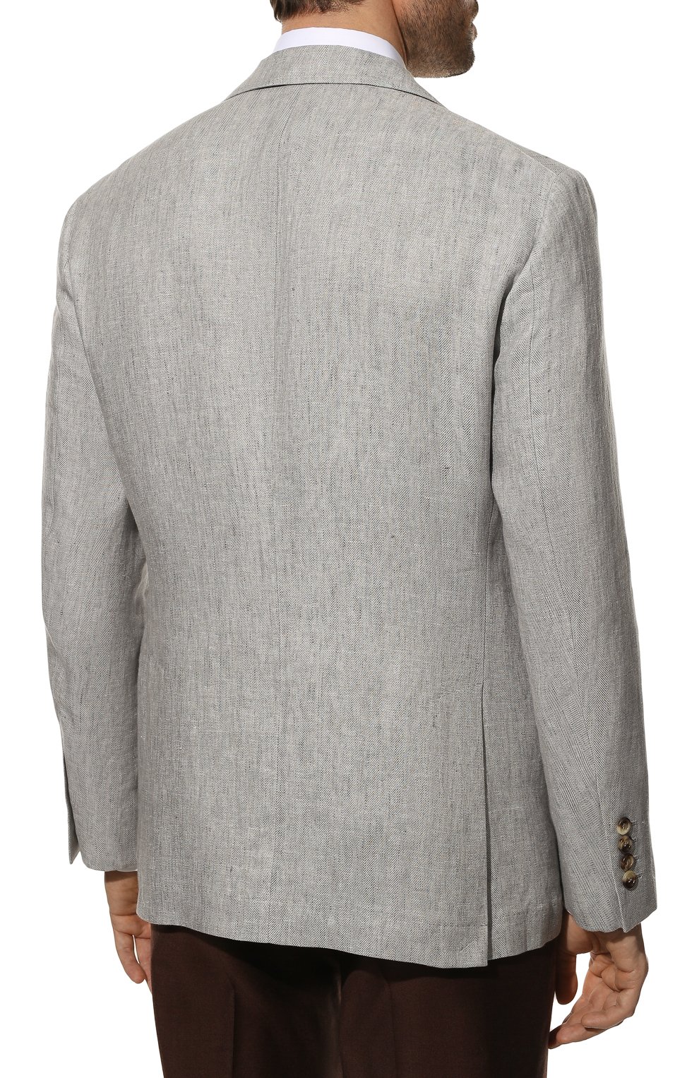 Однобортный пиджак BRUNELLO CUCINELLI светло-серого цвета по цене 262500 руб., арт. MW4597BTD, фото 4 Однобортный пиджак BRUNELLO CUCINELLI, арт. MW4597BTD, фото 4