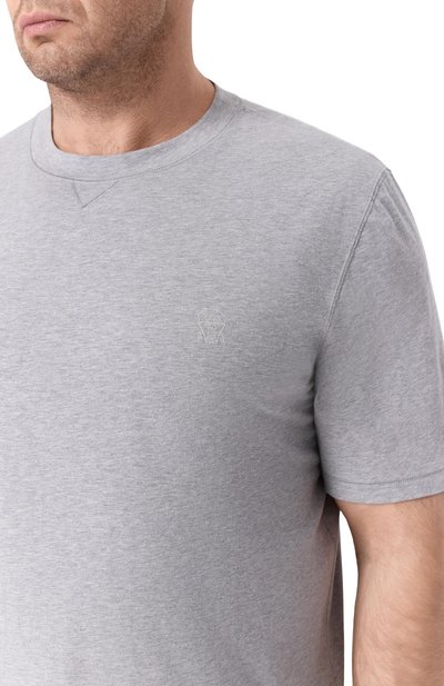 Хлопковая футболка BRUNELLO CUCINELLI серого цвета по цене 63950 руб., арт. M0B131328W, фото 5 Хлопковая футболка BRUNELLO CUCINELLI, арт. M0B131328W, фото 5