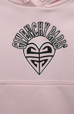 Детский хлопковое худи GIVENCHY светло-розового цвета, арт. H15347/4A-5A | Фото 3 (Рукава: Длинные; Материал сплава: Проставлено; Материал внешний: Хлопок; Тематический товар: Disney; Драгоценные камни: Проставлено; Девочки Кросс-КТ: Худи-одежда; Ростовка одежда: 4 года | 104 см, 5 лет | 110 см)