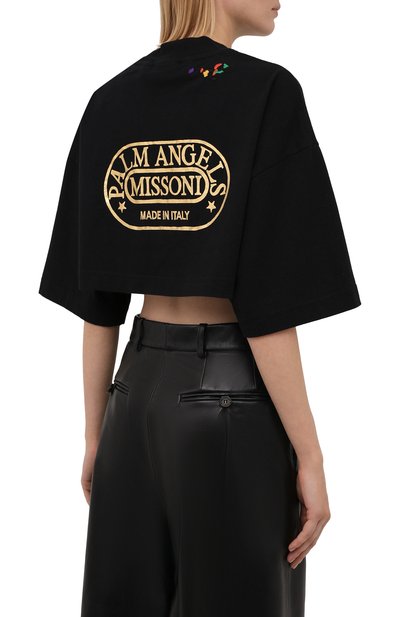 Хлопковая футболка palm angels x missoni PALM ANGELS черного цвета по цене 31650 руб., арт. PWAA040F21JER0011018, фото 4 Хлопковая футболка palm angels x missoni PALM ANGELS, арт. PWAA040F21JER0011018, фото 4