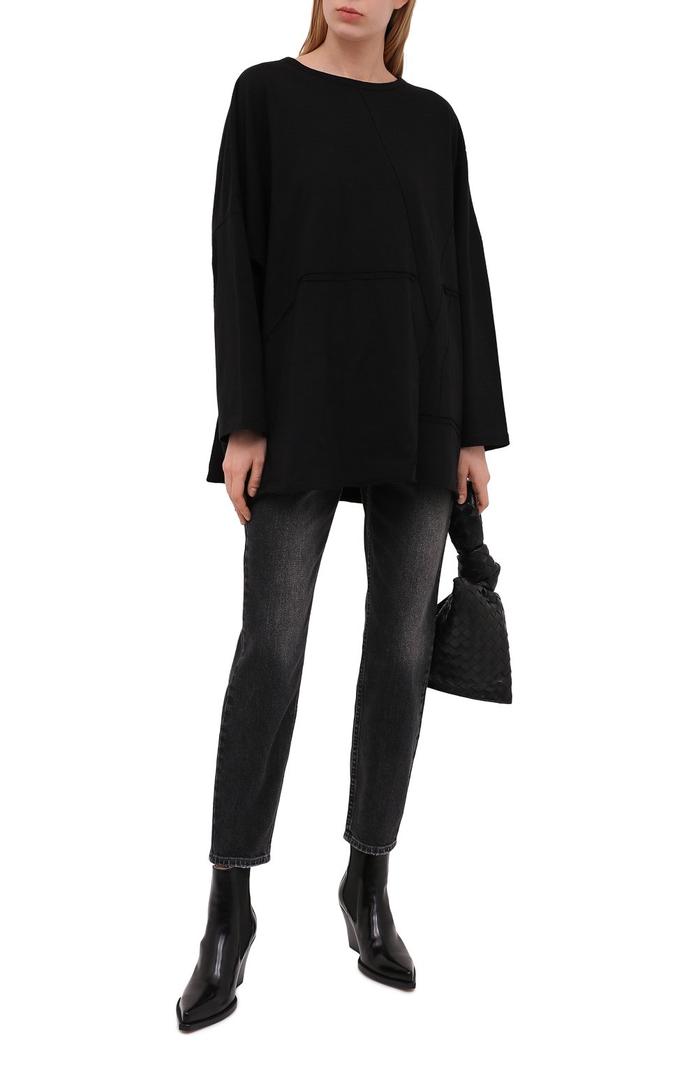 Хлопковый лонгслив YOHJI YAMAMOTO черного цвета по цене 41050 руб., арт. ND-T60-086, фото 2 Хлопковый лонгслив YOHJI YAMAMOTO, арт. ND-T60-086, фото 2