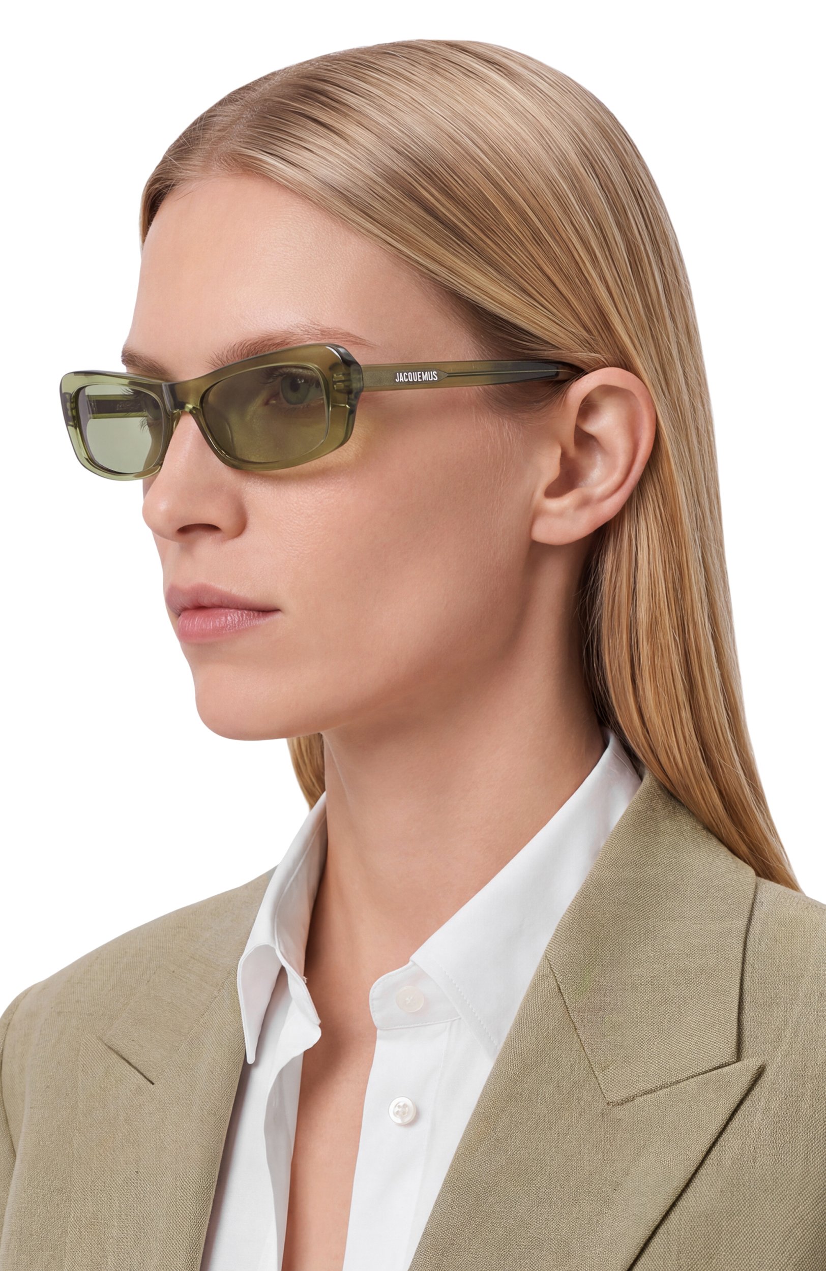 Солнцезащитные очки jacquemus x linda farrow JACQUEMUS светло-зеленого цвета по цене 36700 руб., арт. JAC55C14SUN/AMAC001, фото 2 Солнцезащитные очки jacquemus x linda farrow JACQUEMUS, арт. JAC55C14SUN/AMAC001, фото 2