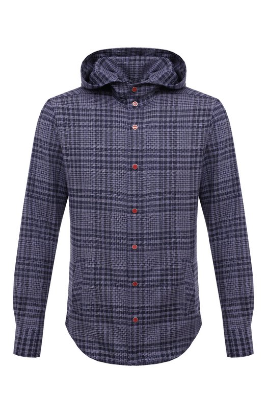 Рубашка из шерсти и шелка Kiton UMCMARK0643C Синий UMCMARK0643C