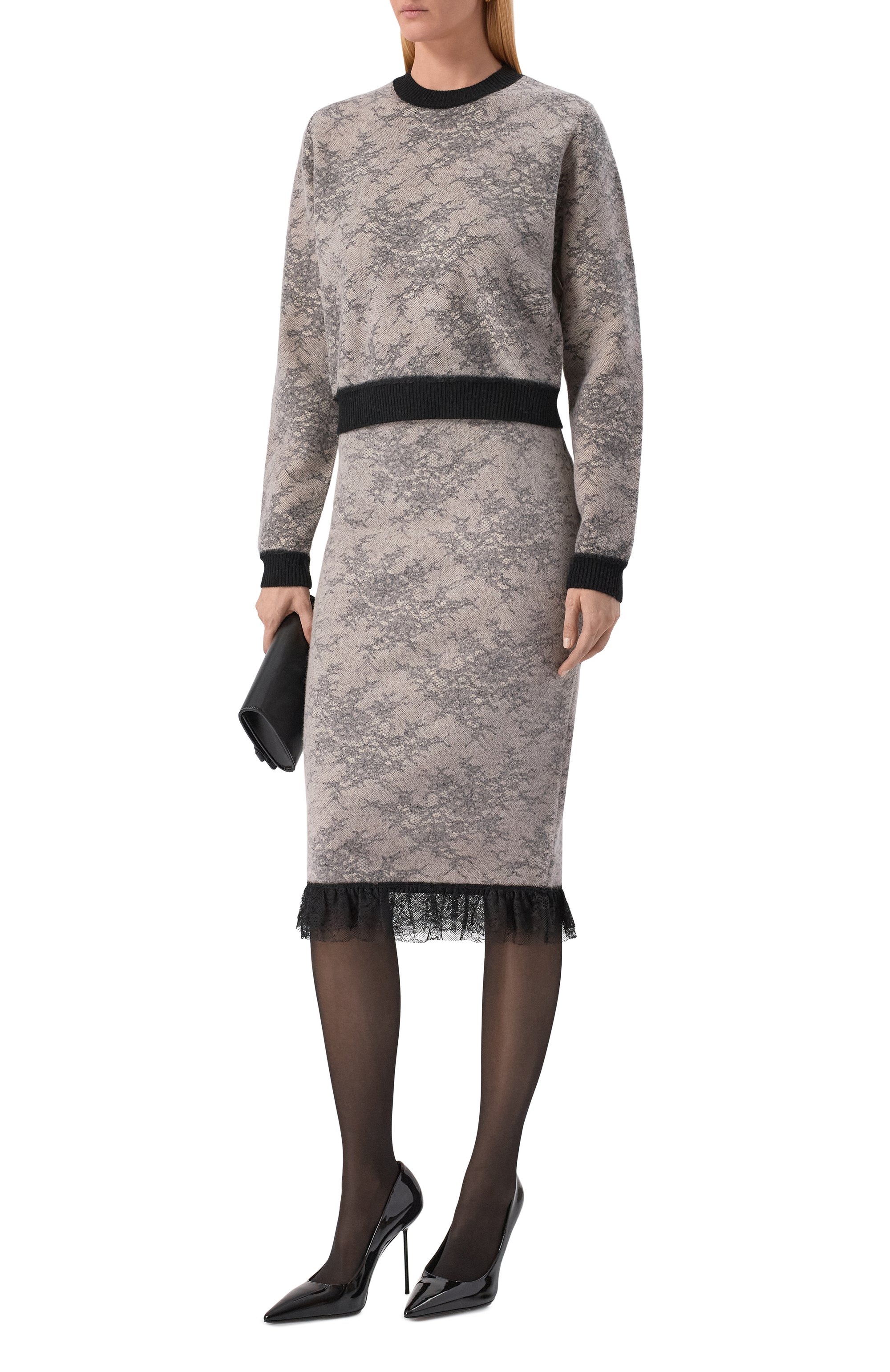 Шерстяная юбка NINA RICCI серого цвета по цене 114000 руб., арт. 25AMJU003/ML0584, фото 2 Шерстяная юбка NINA RICCI, арт. 25AMJU003/ML0584, фото 2