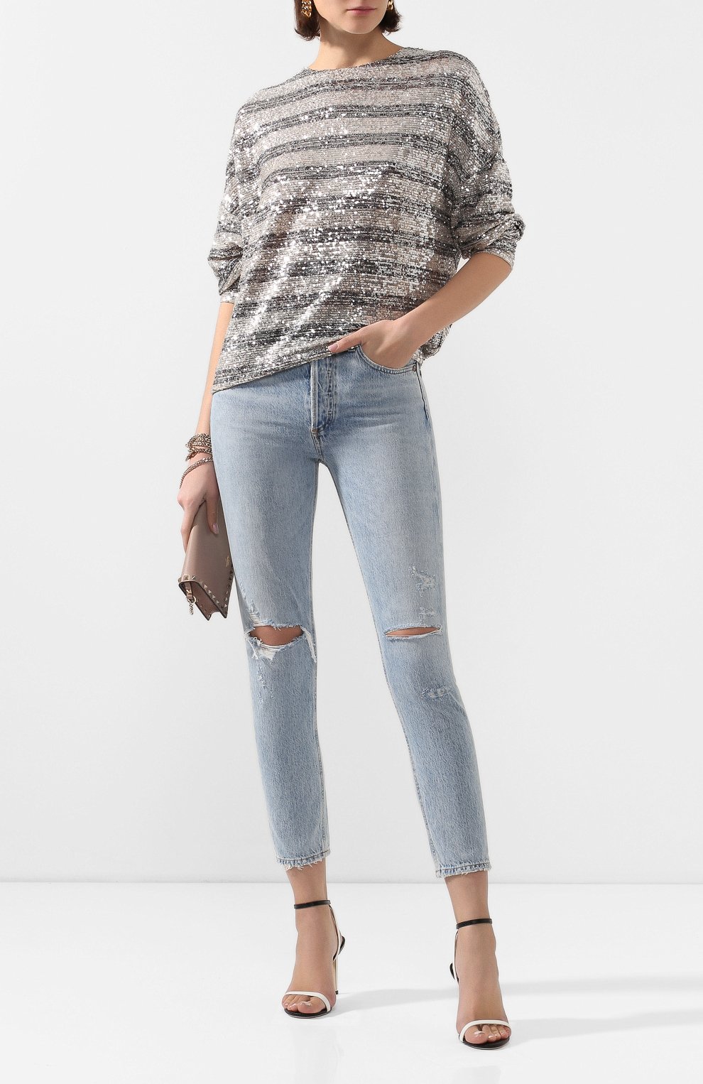 Укороченные джинсы с потертостями AGOLDE, арт. A045D-983, фото 2