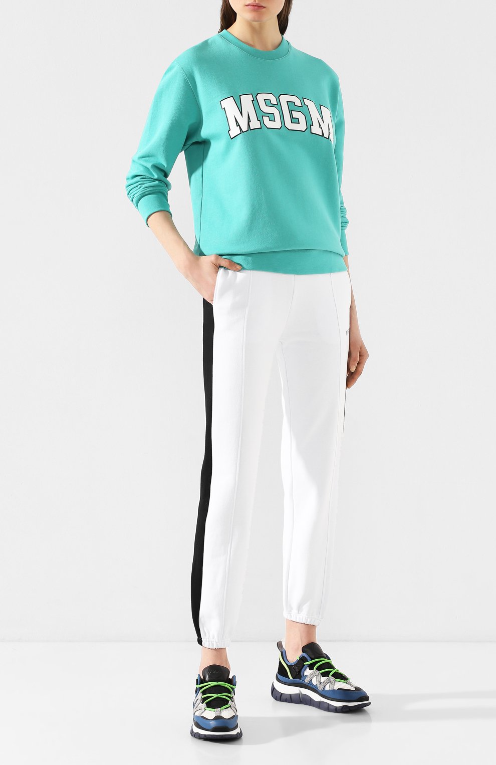 Хлопковый свитшот MSGM светло-зеленого цвета по цене 15050 руб., арт. 2841MDM163 207299, фото 2 Хлопковый свитшот MSGM, арт. 2841MDM163 207299, фото 2