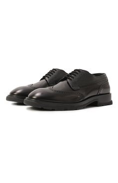 Мужские кожаные дерби ALEXANDER MCQUEEN черного цвета, арт. 750388WIDW1 1000 | Фото 1 (Материал внешний: Натуральная кожа; Материал внутренний: Натуральная кожа; Стили: Классический; Мужское Кросс-КТ: Броги-обувь; Нос: Не проставлено)